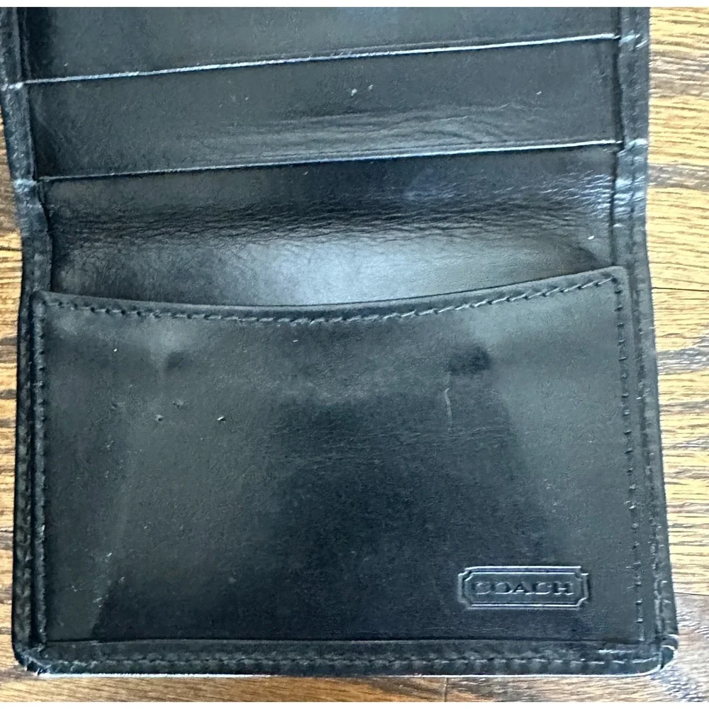 Vintage COACH Bifold Leather Wallet Black Mens Classic Leather Spain